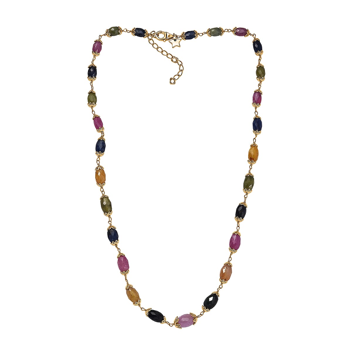 GP Italian Garden Collection Multi Sapphire 66.00 ctw Necklace in 18K Vermeil Yellow Gold Over Sterling Silver 18 Inches image number 4