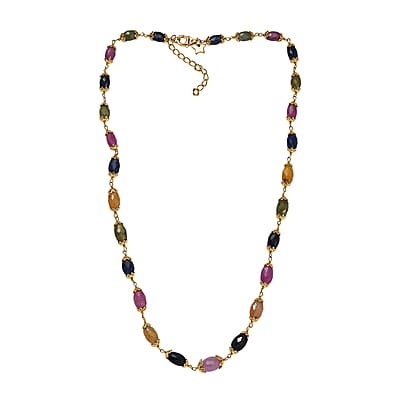 GP Italian Garden Collection Multi Sapphire 66.00 ctw Necklace in 18K Vermeil Yellow Gold Over Sterling Silver 18 Inches