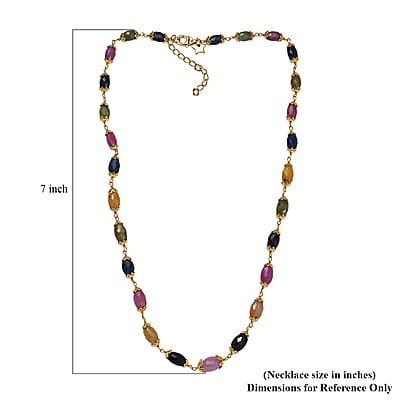 GP Italian Garden Collection Multi Sapphire 66.00 ctw Necklace in 18K Vermeil Yellow Gold Over Sterling Silver 18 Inches