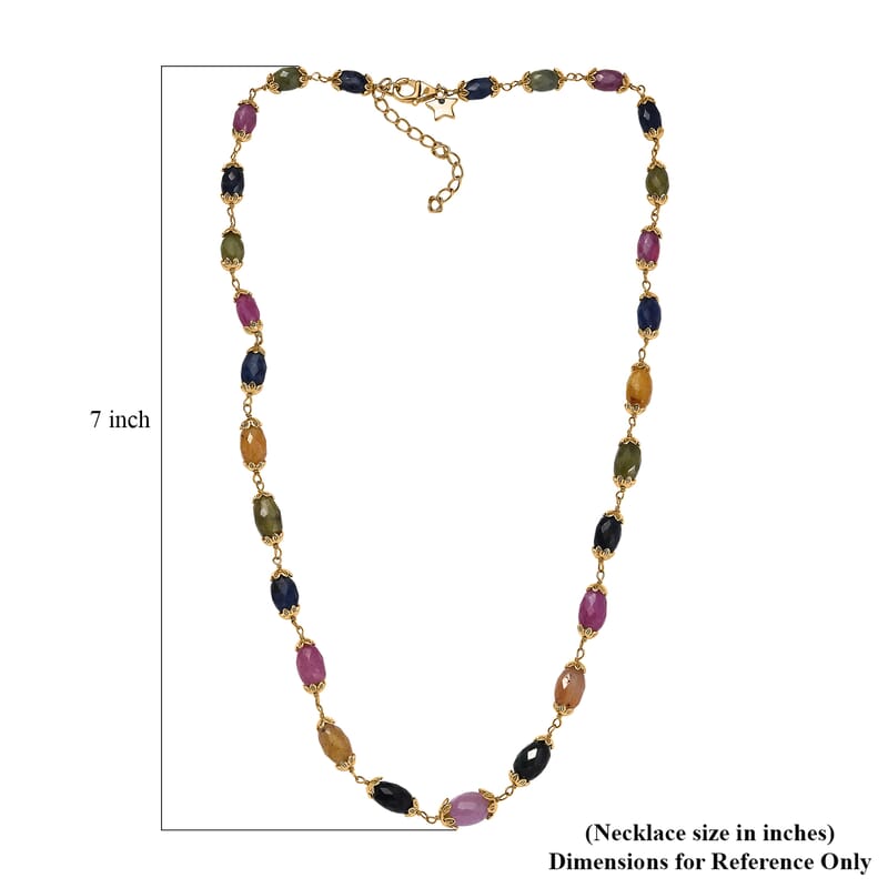 GP Italian Garden Collection Multi Sapphire 66.00 ctw Necklace in 18K Vermeil Yellow Gold Over Sterling Silver 18 Inches