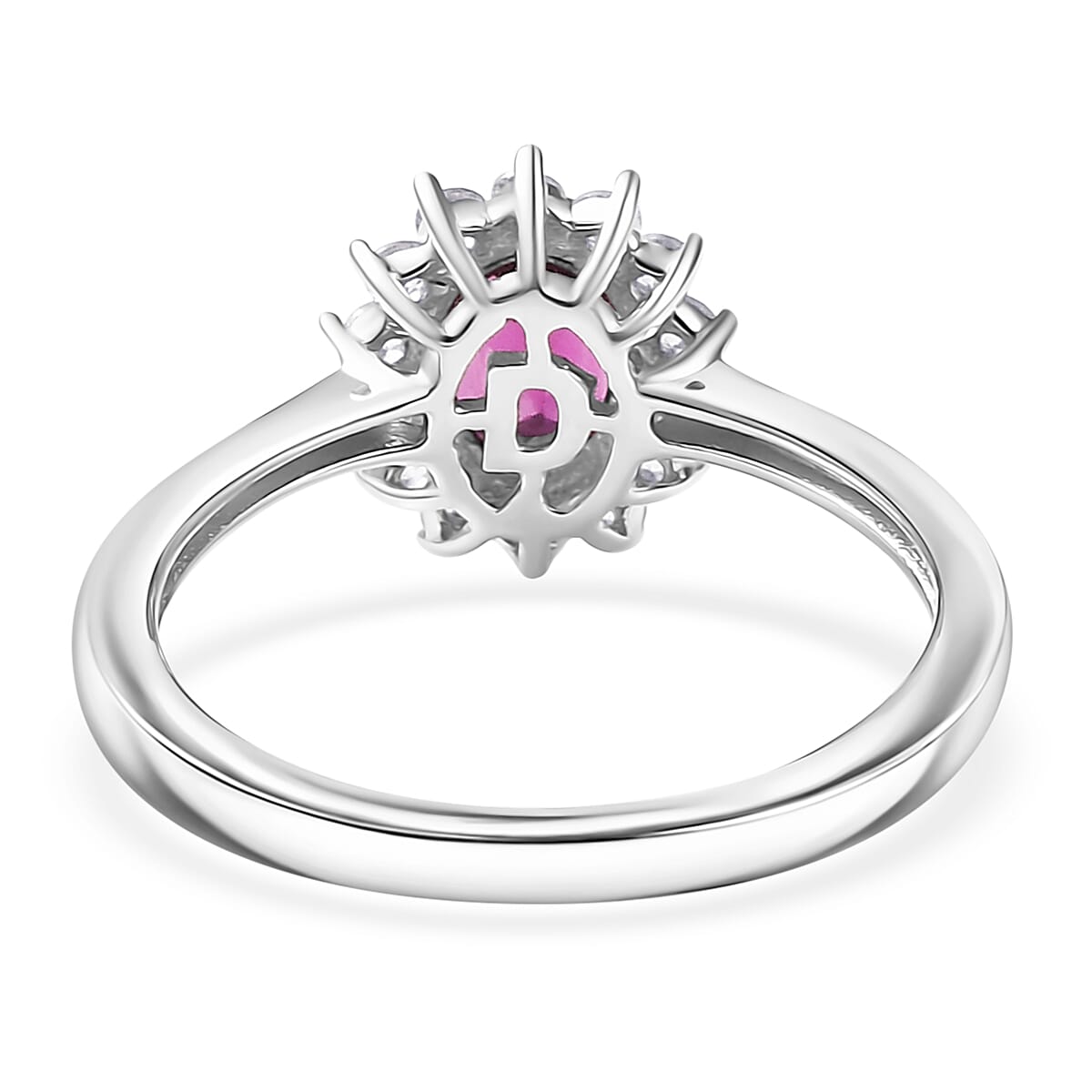 D'Joy Orissa Rhodolite Garnet and White Zircon 1.45 ctw Ring in Rhodium Over Sterling Silver (Size 5.0)