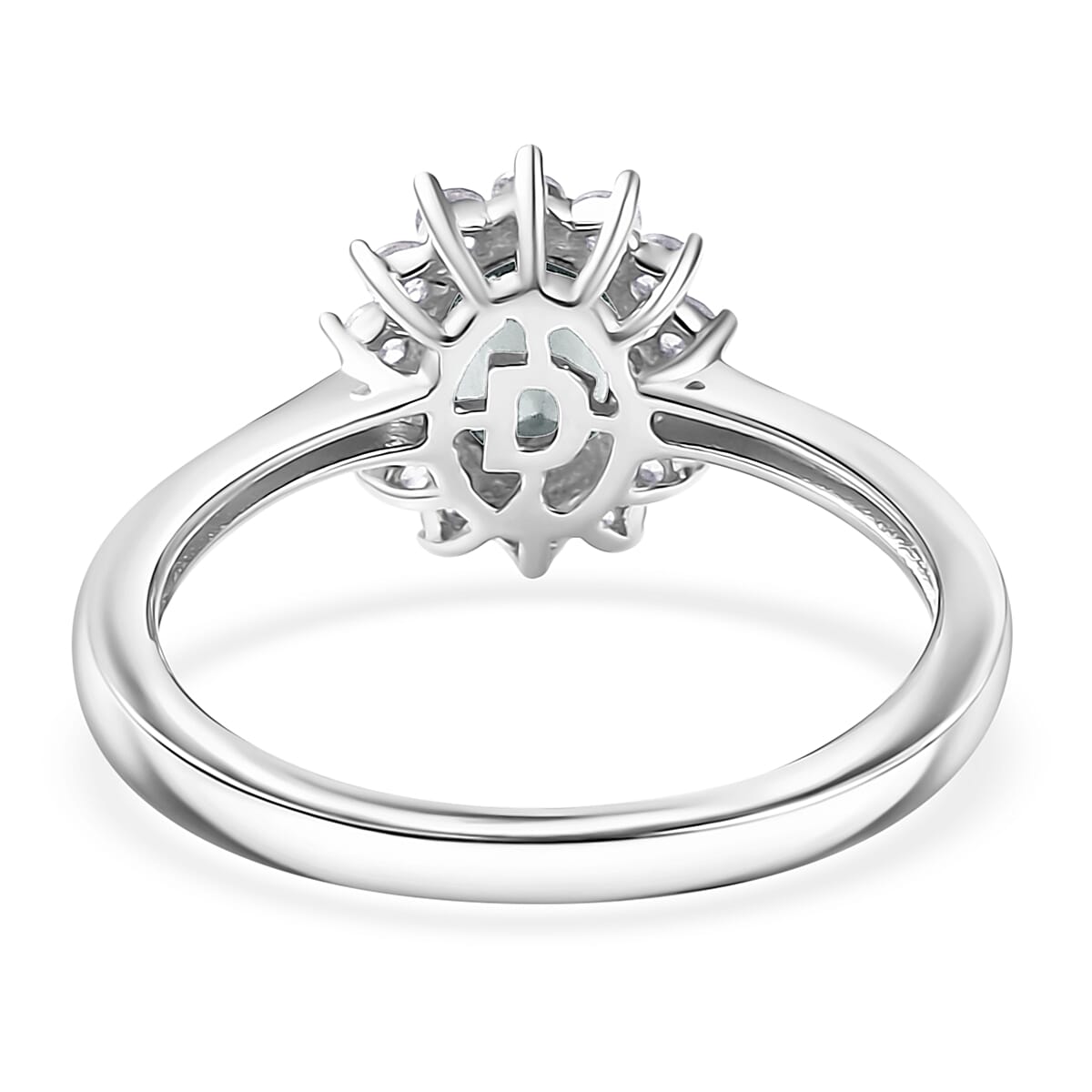 D'Joy Mangoro Aquamarine and White Zircon 1.25 ctw Ring in Rhodium Over Sterling Silver (Size 7.0) image number 4