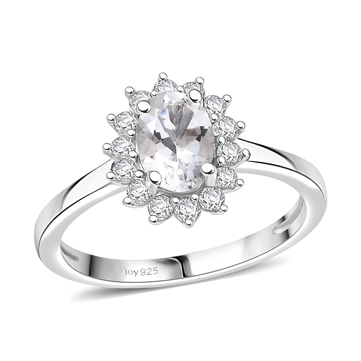 D'Joy White Topaz and White Zircon 1.20 ctw Ring in Rhodium Over Sterling Silver (Size 7.0) image number 0