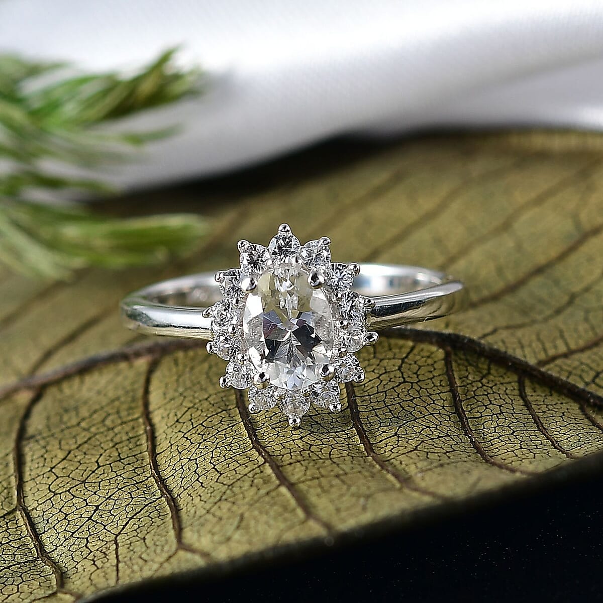 D'Joy White Topaz and White Zircon 1.20 ctw Ring in Rhodium Over Sterling Silver (Size 7.0) image number 1