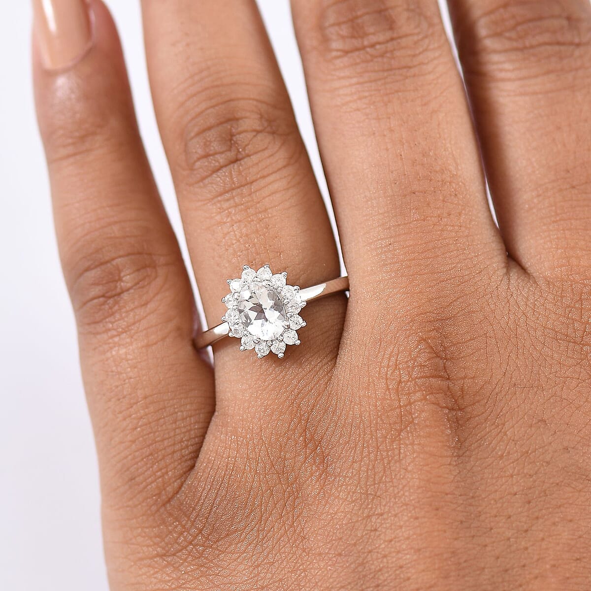 D'Joy White Topaz and White Zircon 1.20 ctw Ring in Rhodium Over Sterling Silver (Size 7.0) image number 2