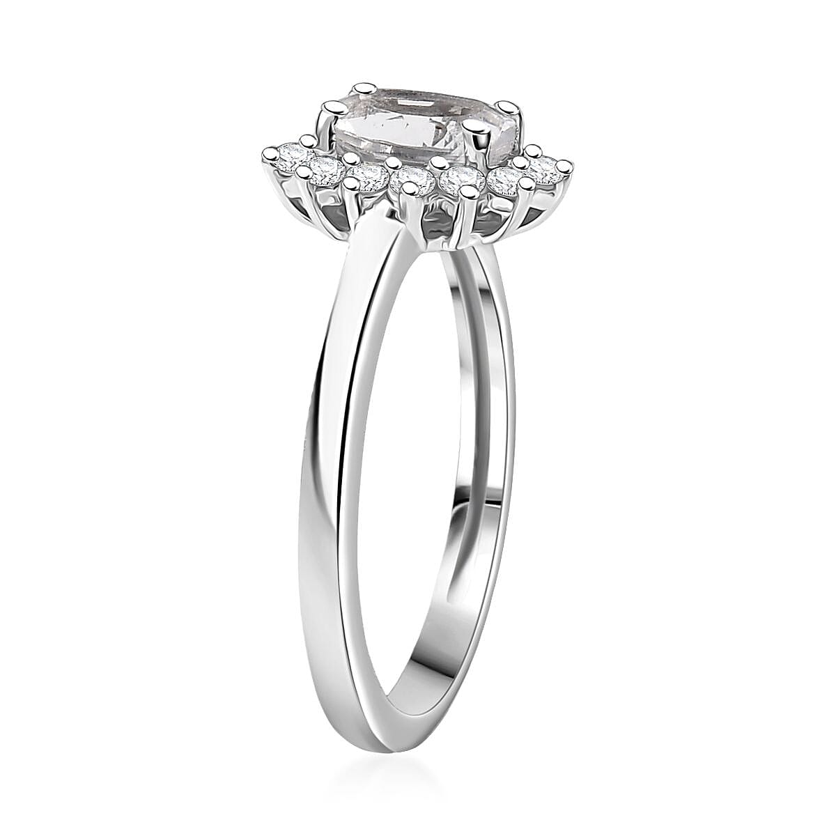 D'Joy White Topaz and White Zircon 1.20 ctw Ring in Rhodium Over Sterling Silver (Size 7.0) image number 3