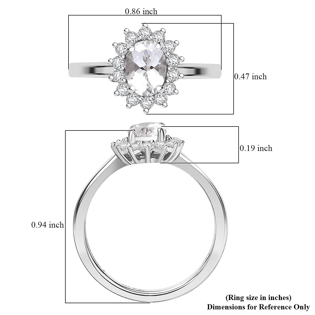 D'Joy White Topaz and White Zircon 1.20 ctw Ring in Rhodium Over Sterling Silver (Size 7.0) image number 5