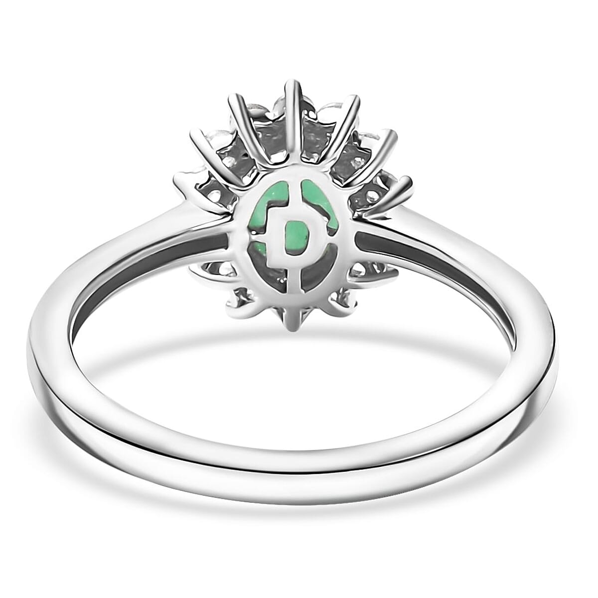D'Joy Emerald and White Zircon 1.25 ctw Ring in Rhodium Over Sterling Silver (Size 7.0) image number 4