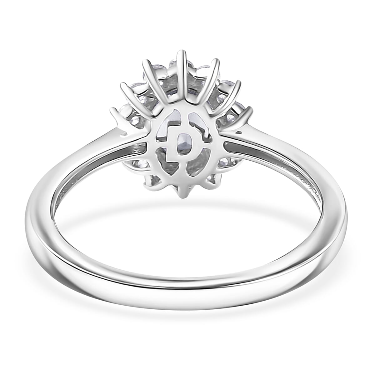 D'Joy Rainbow Moonstone and White Zircon 1.60 ctw Ring in Rhodium Over Sterling Silver (Size 7.0) image number 4