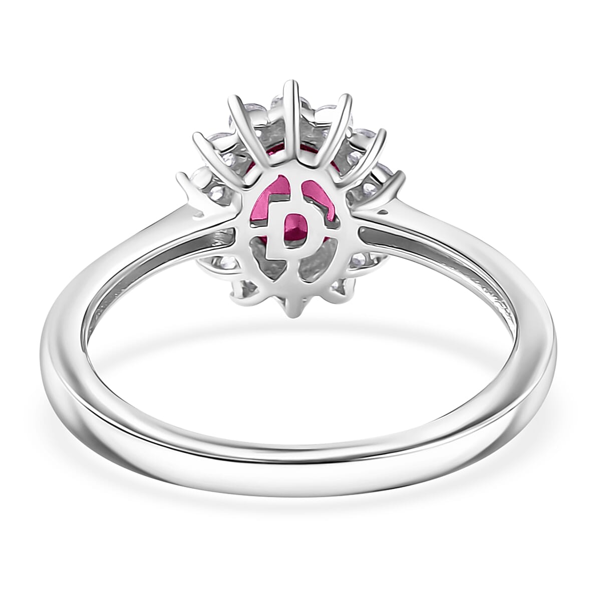 D'Joy Niassa Ruby (FF) and White Zircon 1.65 ctw Ring in Rhodium Over Sterling Silver (Size 7.0) image number 4