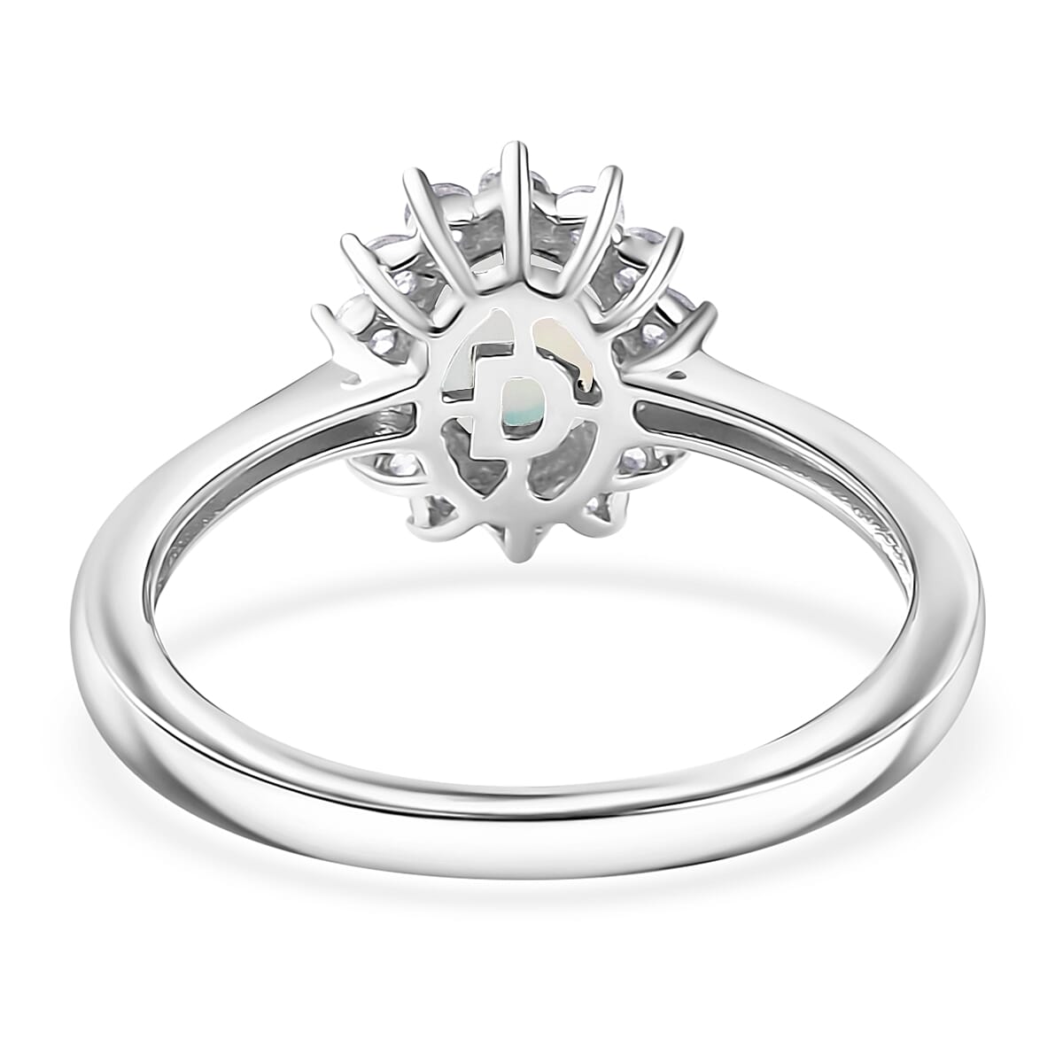 D'Joy Ethiopian Welo Opal and White Zircon 0.90 ctw Ring in Rhodium Over Sterling Silver (Size 7.0) image number 3