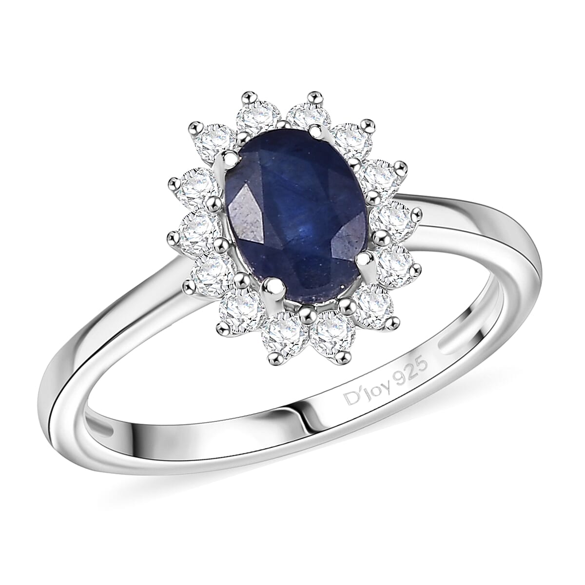 D'Joy Masoala Sapphire (D) and White Zircon 1.75 ctw Ring in Rhodium Over Sterling Silver (Size 7.0) image number 0