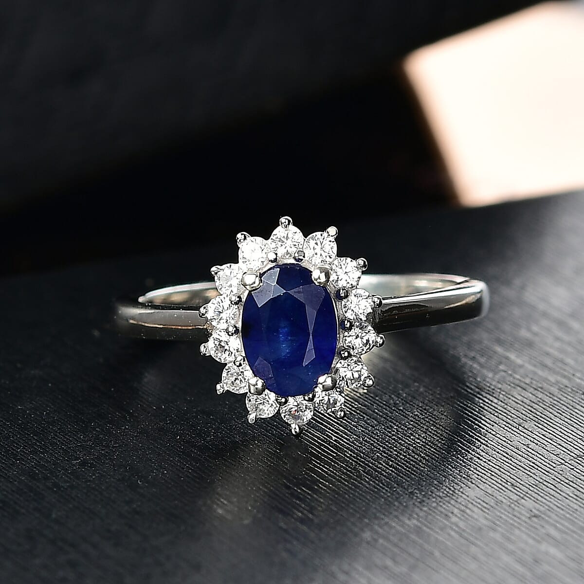 D'Joy Masoala Sapphire (D) and White Zircon 1.75 ctw Ring in Rhodium Over Sterling Silver (Size 7.0) image number 1