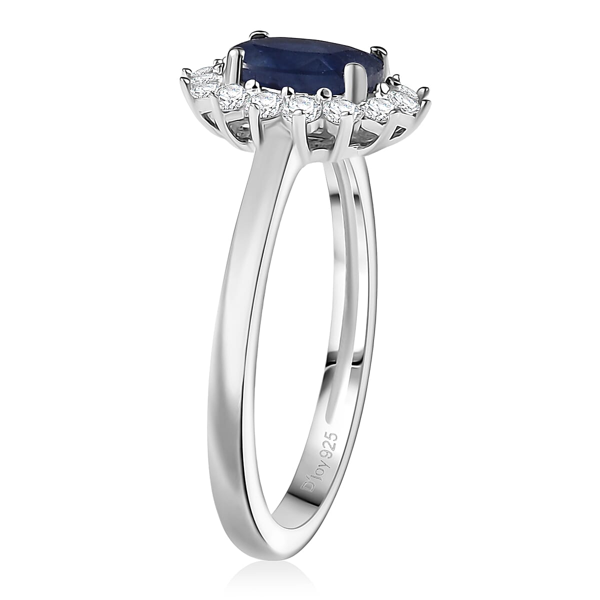 D'Joy Masoala Sapphire (D) and White Zircon 1.75 ctw Ring in Rhodium Over Sterling Silver (Size 7.0) image number 3
