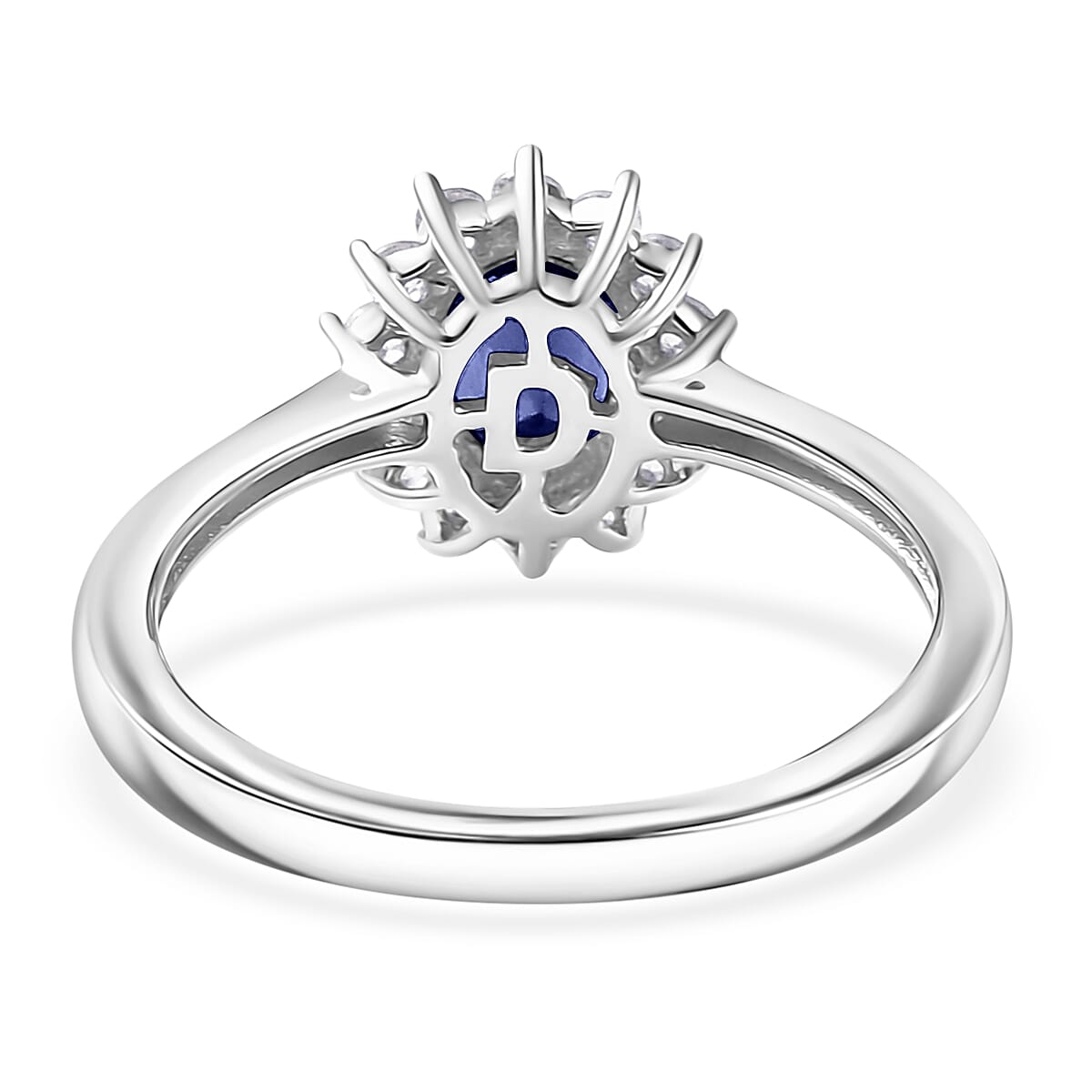 D'Joy Masoala Sapphire (D) and White Zircon 1.75 ctw Ring in Rhodium Over Sterling Silver (Size 7.0) image number 4