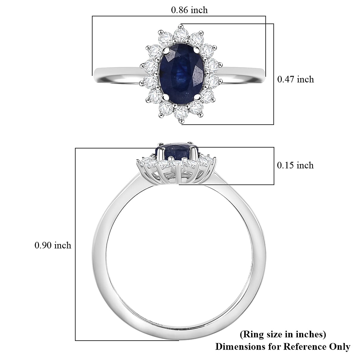 D'Joy Masoala Sapphire (D) and White Zircon 1.75 ctw Ring in Rhodium Over Sterling Silver (Size 7.0) image number 5