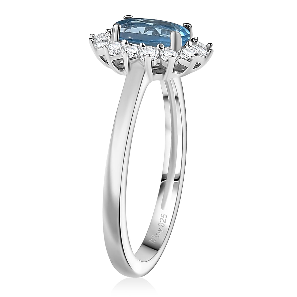 D'Joy Blue Topaz and White Zircon 1.45 ctw Ring in Rhodium Over Sterling Silver (Size 7.0) image number 3