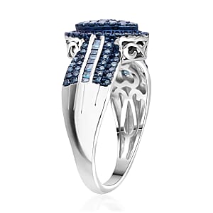 Doorbuster D'Joy Blue Diamond 0.50 ctw Royal Majesty Ring in Rhodium Over Sterling Silver (Size 6.0)