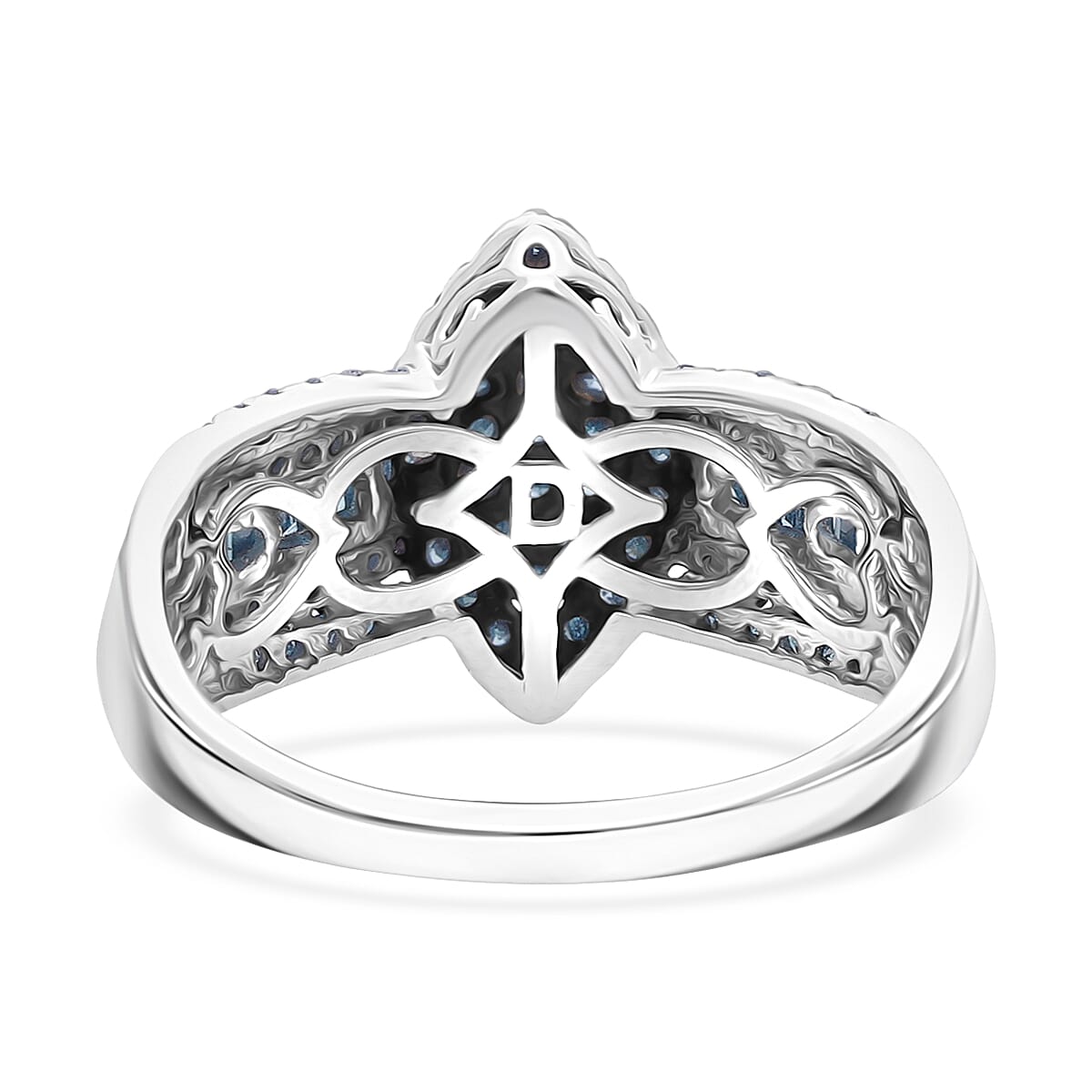 Doorbuster D'Joy Blue Diamond 0.50 ctw Royal Majesty Ring in Rhodium Over Sterling Silver (Size 8.0) image number 4