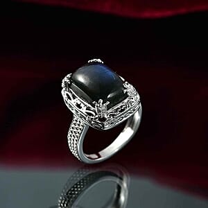 D'Joy Labradorite 7.38 ctw Fancy Ring in Rhodium Over Sterling Silver (Size 6.5)