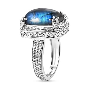 D'Joy Labradorite 7.38 ctw Fancy Ring in Rhodium Over Sterling Silver (Size 6.5)