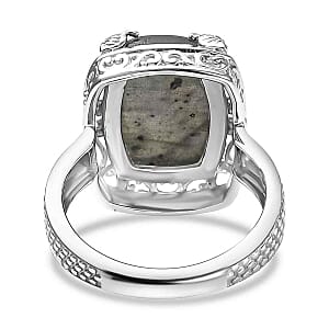 D'Joy Labradorite 7.38 ctw Fancy Ring in Rhodium Over Sterling Silver (Size 6.5)