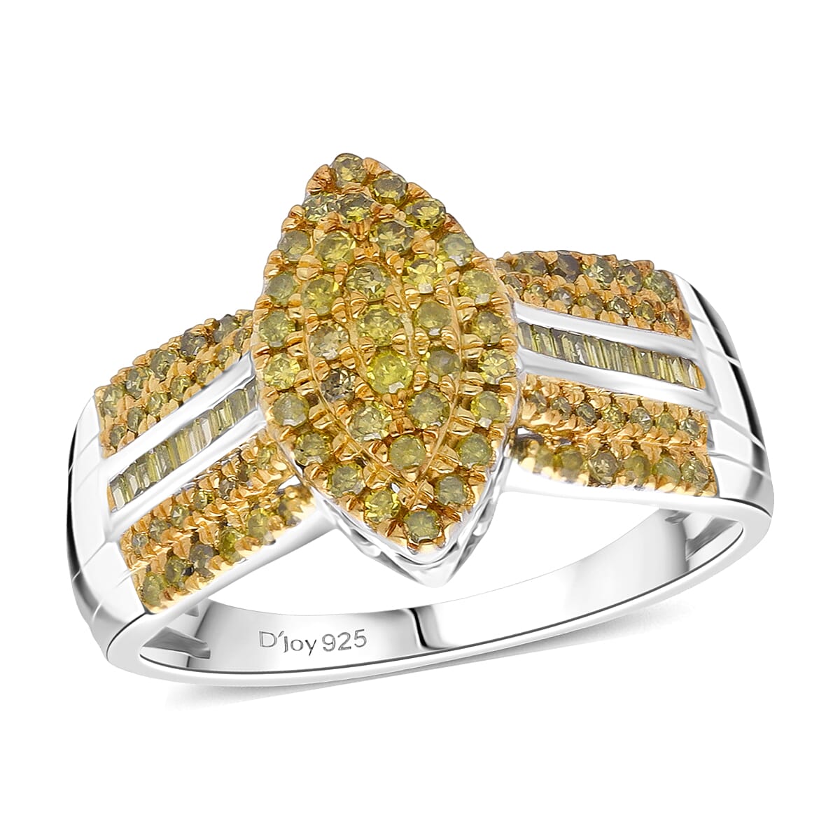  D'Joy Yellow Diamond 0.50 ctw Royal Majesty Ring in Rhodium Over Sterling Silver (Size 10.0) image number 0