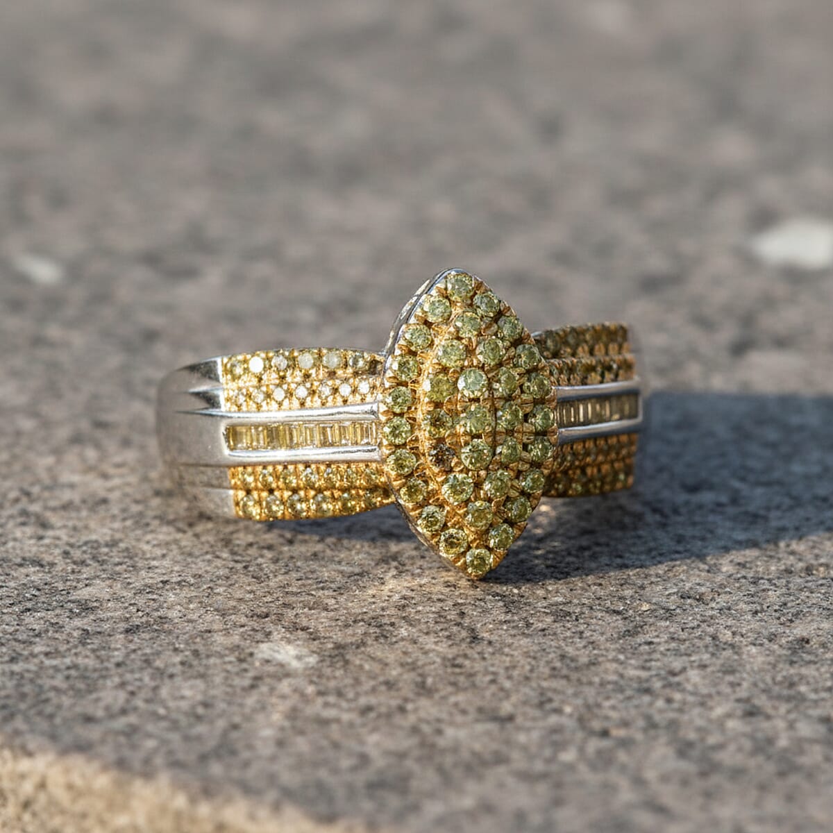  D'Joy Yellow Diamond 0.50 ctw Royal Majesty Ring in Rhodium Over Sterling Silver (Size 10.0) image number 1