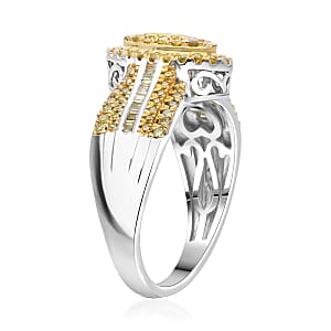  D'Joy Yellow Diamond 0.50 ctw Royal Majesty Ring in Rhodium Over Sterling Silver (Size 10.0)