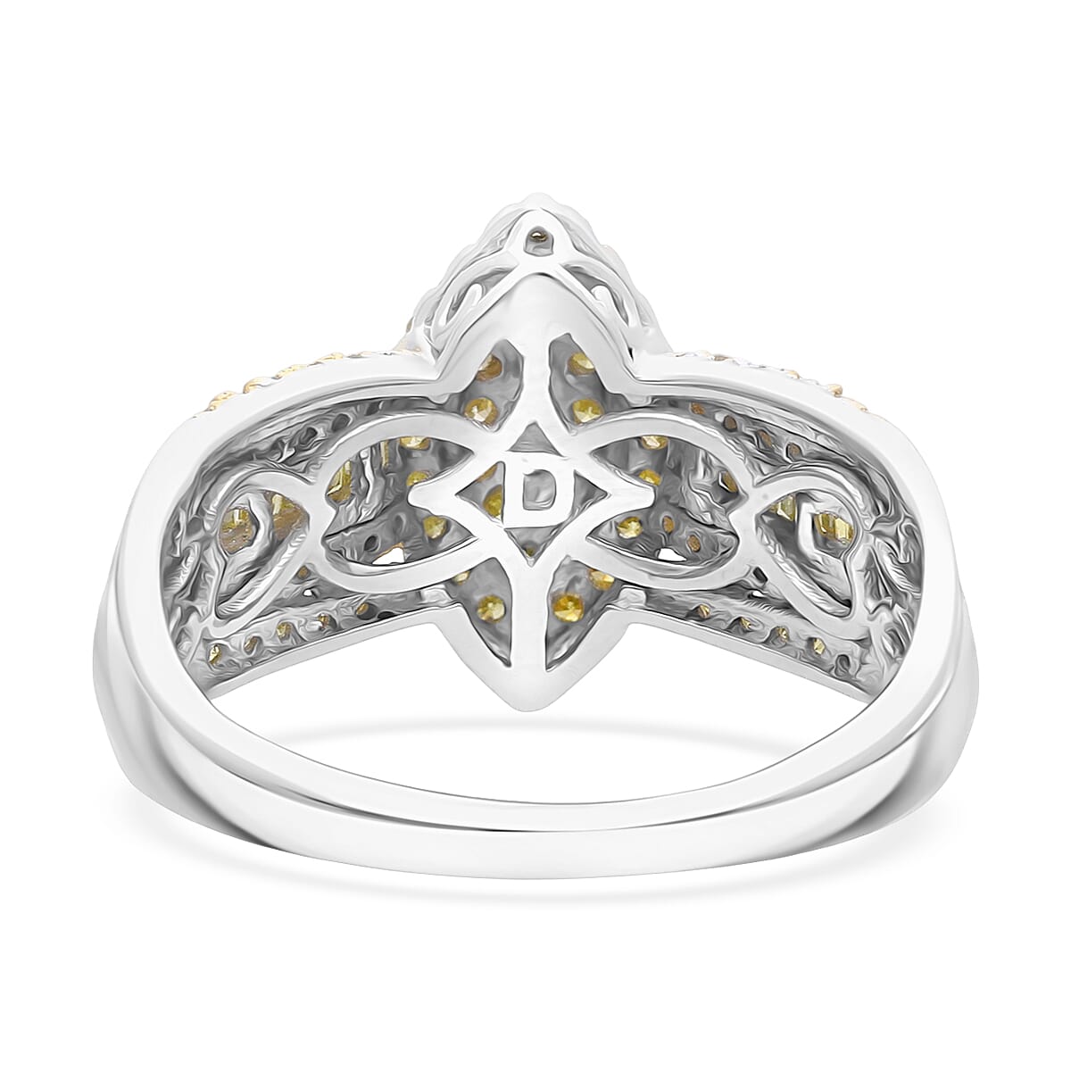  D'Joy Yellow Diamond 0.50 ctw Royal Majesty Ring in Rhodium Over Sterling Silver (Size 10.0) image number 4
