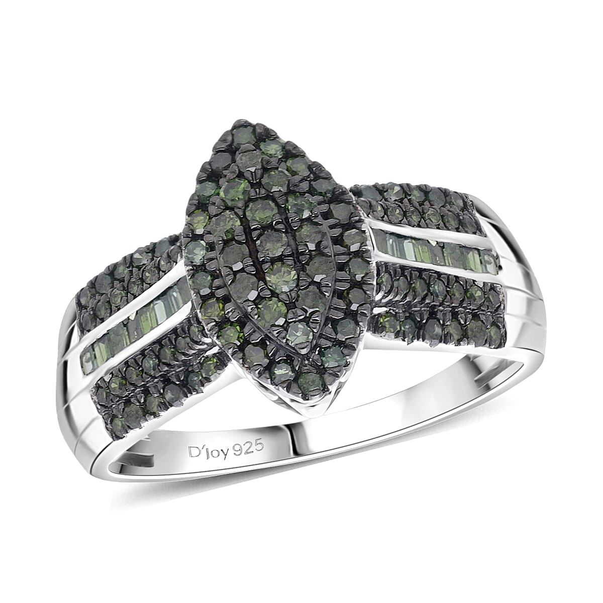  D'Joy Green Diamond 0.50 ctw Royal Majesty Ring in Rhodium Over Sterling Silver (Size 7.0) image number 0