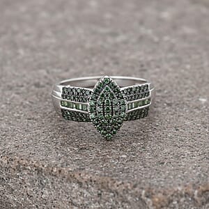  D'Joy Green Diamond 0.50 ctw Royal Majesty Ring in Rhodium Over Sterling Silver (Size 7.0)