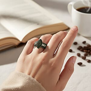  D'Joy Green Diamond 0.50 ctw Royal Majesty Ring in Rhodium Over Sterling Silver (Size 7.0)