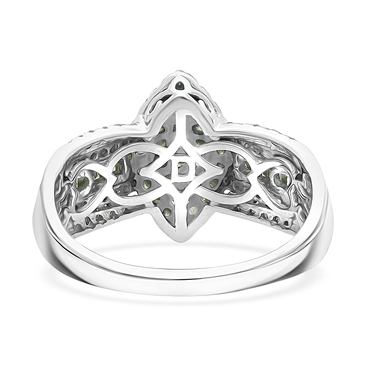  D'Joy Green Diamond 0.50 ctw Royal Majesty Ring in Rhodium Over Sterling Silver (Size 7.0) image number 4