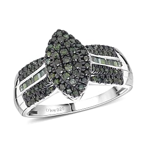 Doorbuster D'Joy Green Diamond 0.50 ctw Royal Majesty Ring in Rhodium Over Sterling Silver (Size 8.0)