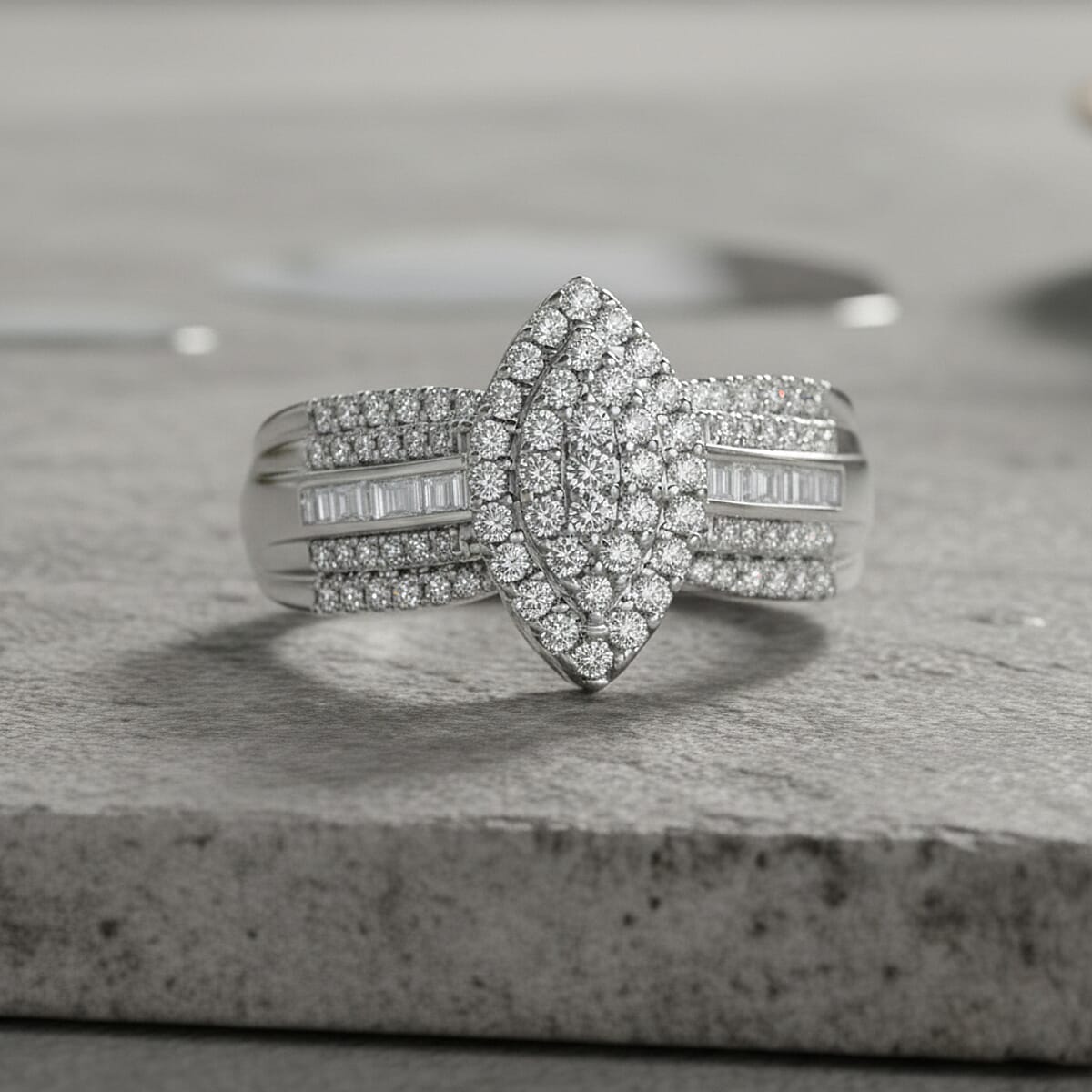  D'Joy Diamond 0.50 ctw Royal Majesty Ring in Rhodium Over Sterling Silver (Size 10.0) image number 1