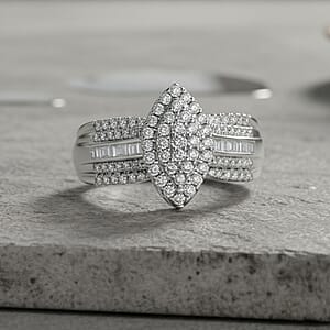  D'Joy Diamond 0.50 ctw Royal Majesty Ring in Rhodium Over Sterling Silver (Size 10.0)