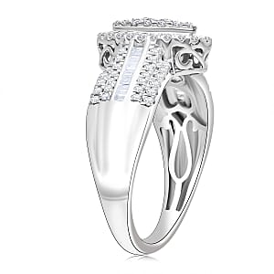  D'Joy Diamond 0.50 ctw Royal Majesty Ring in Rhodium Over Sterling Silver (Size 10.0)