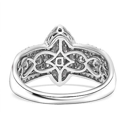  D'Joy Diamond 0.50 ctw Royal Majesty Ring in Rhodium Over Sterling Silver (Size 10.0)
