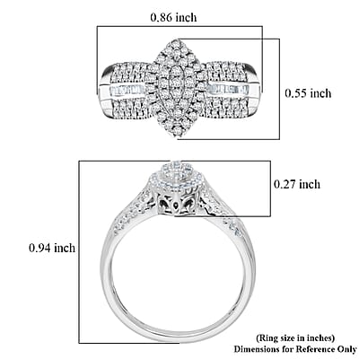  D'Joy Diamond 0.50 ctw Royal Majesty Ring in Rhodium Over Sterling Silver (Size 10.0)