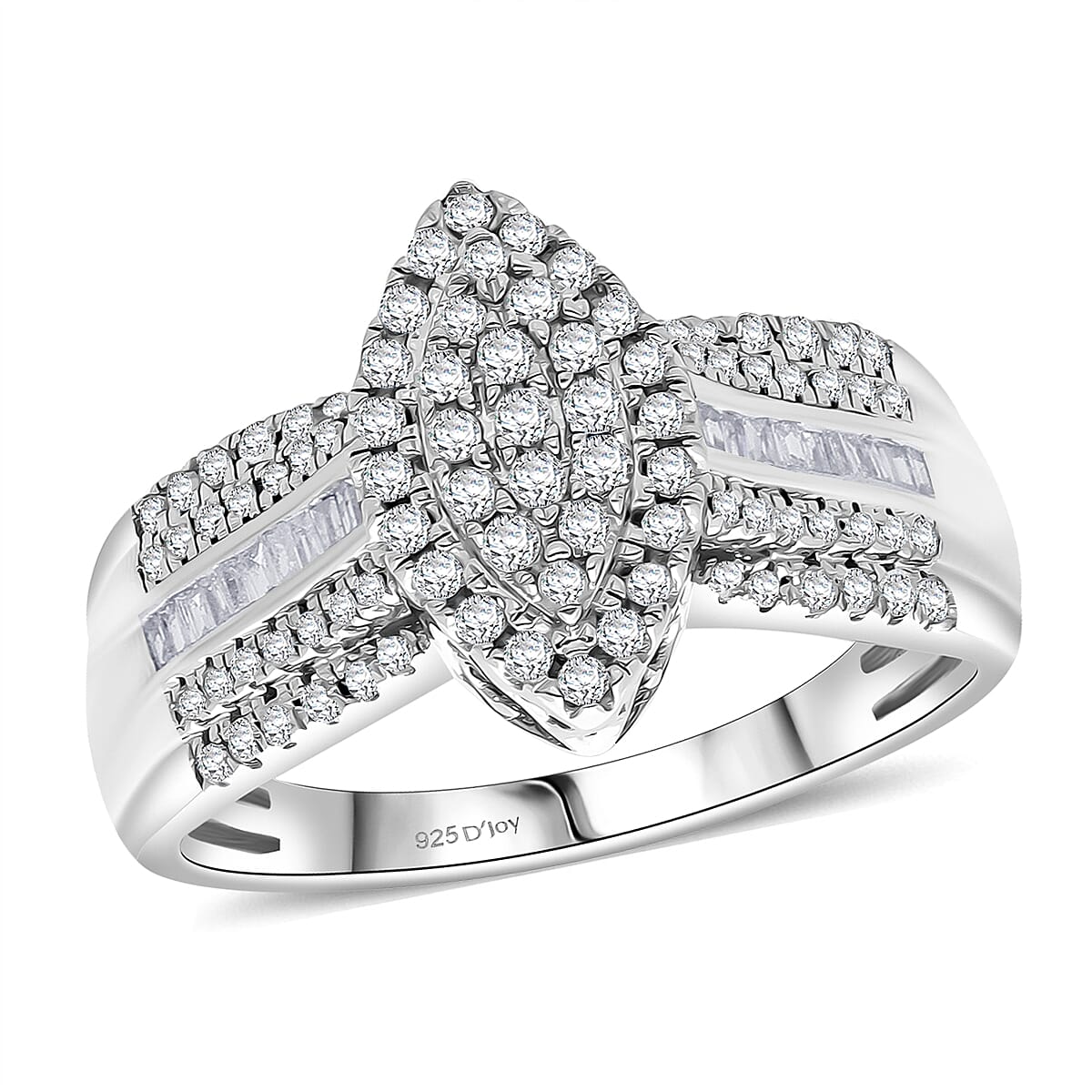  D'Joy Diamond 0.50 ctw Royal Majesty Ring in Rhodium Over Sterling Silver (Size 6.0)