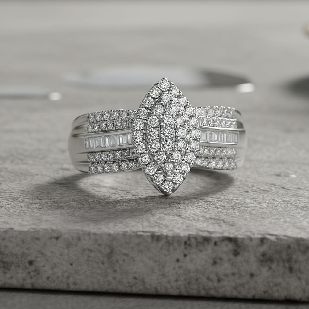  D'Joy Diamond 0.50 ctw Royal Majesty Ring in Rhodium Over Sterling Silver (Size 6.0)