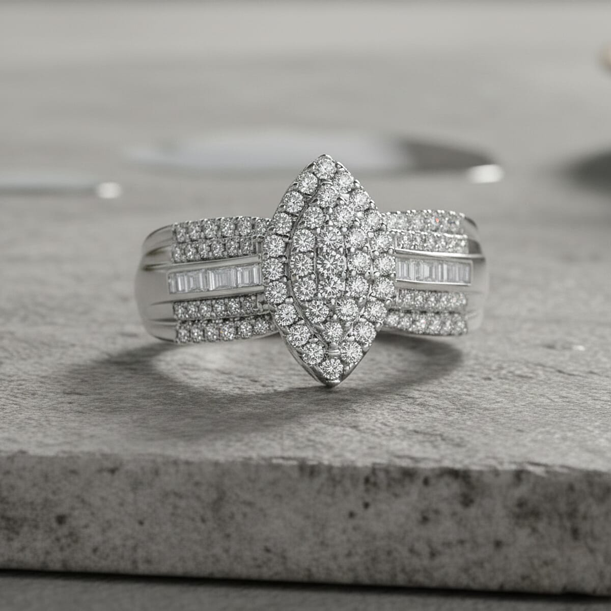  D'Joy Diamond 0.50 ctw Royal Majesty Ring in Rhodium Over Sterling Silver (Size 8.0) image number 1