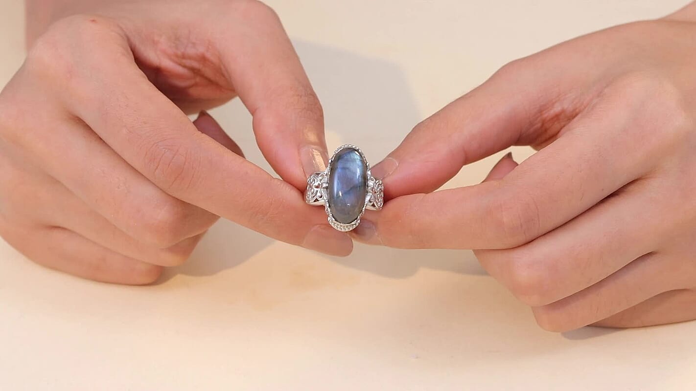 EverTrue Malagasy Labradorite Ring in Platinum Bond (Size 10.0) 9.60 ctw