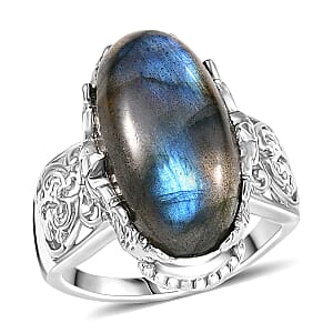 EverTrue Malagasy  Labradorite Ring in Platinum Bond 9.60 ctw (Size 7.0)