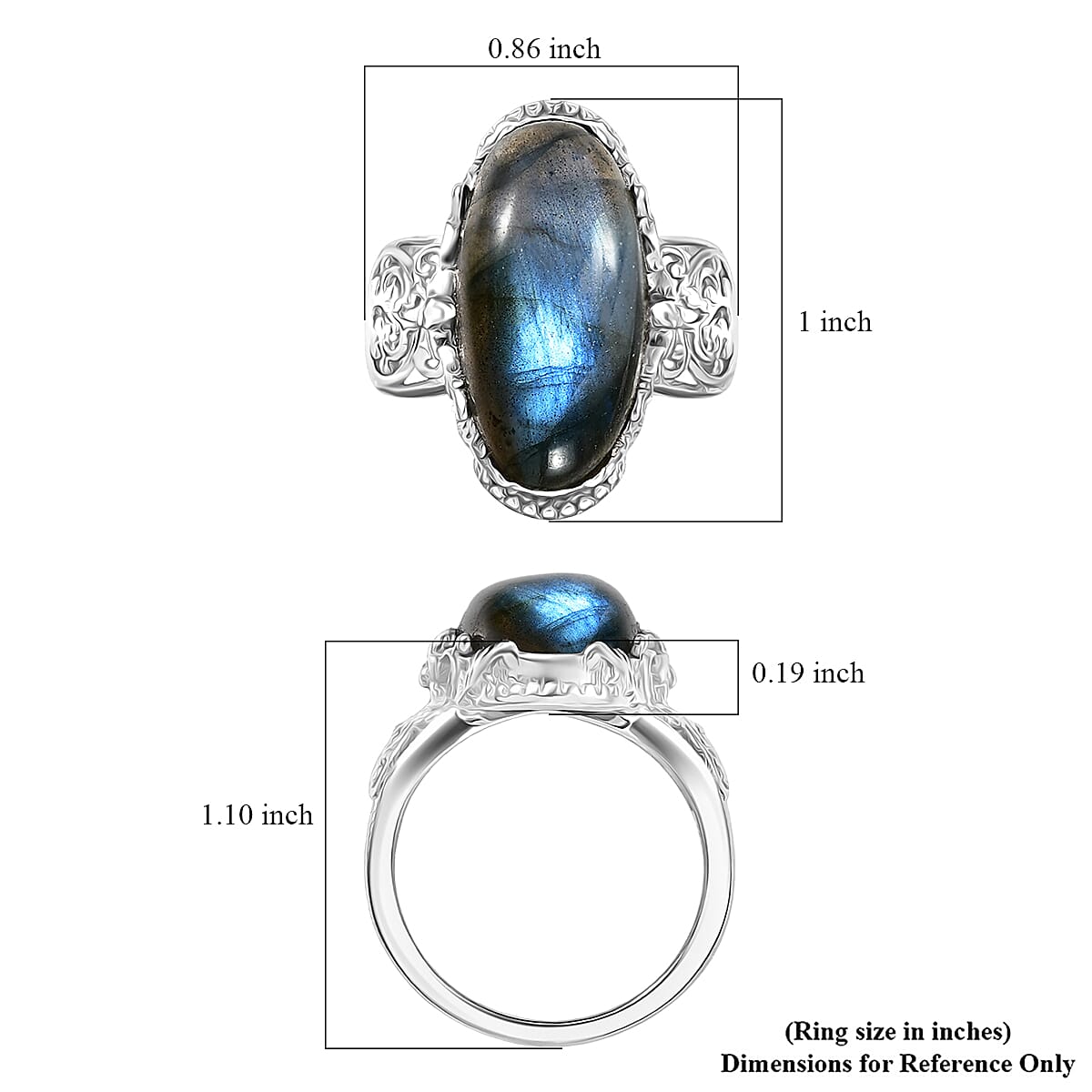 EverTrue Malagasy  Labradorite Ring in Platinum Bond 9.60 ctw (Size 7.0) image number 5