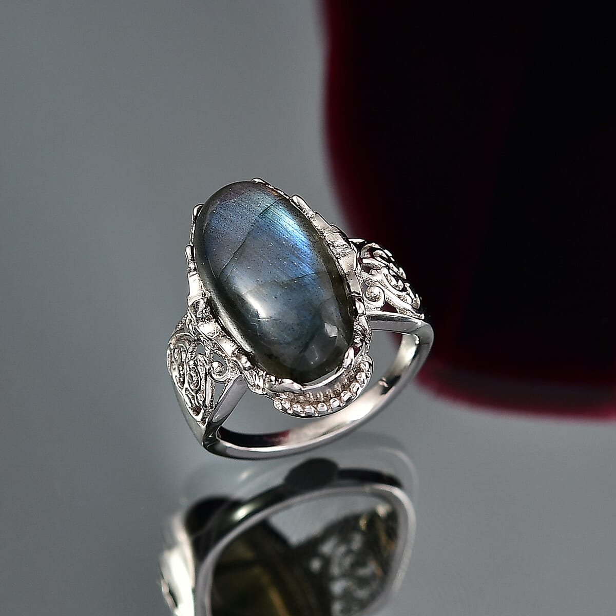 EverTrue Malagasy  Labradorite Ring in Platinum Bond 9.60 ctw (Size 8.0) image number 1