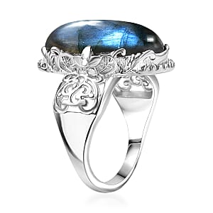 EverTrue Malagasy  Labradorite Ring in Platinum Bond 9.60 ctw (Size 8.0)
