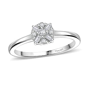 Doorbuster D'Joy Diamond Ring in Rhodium Over Sterling Silver (Size 10.0) 0.15 ctw