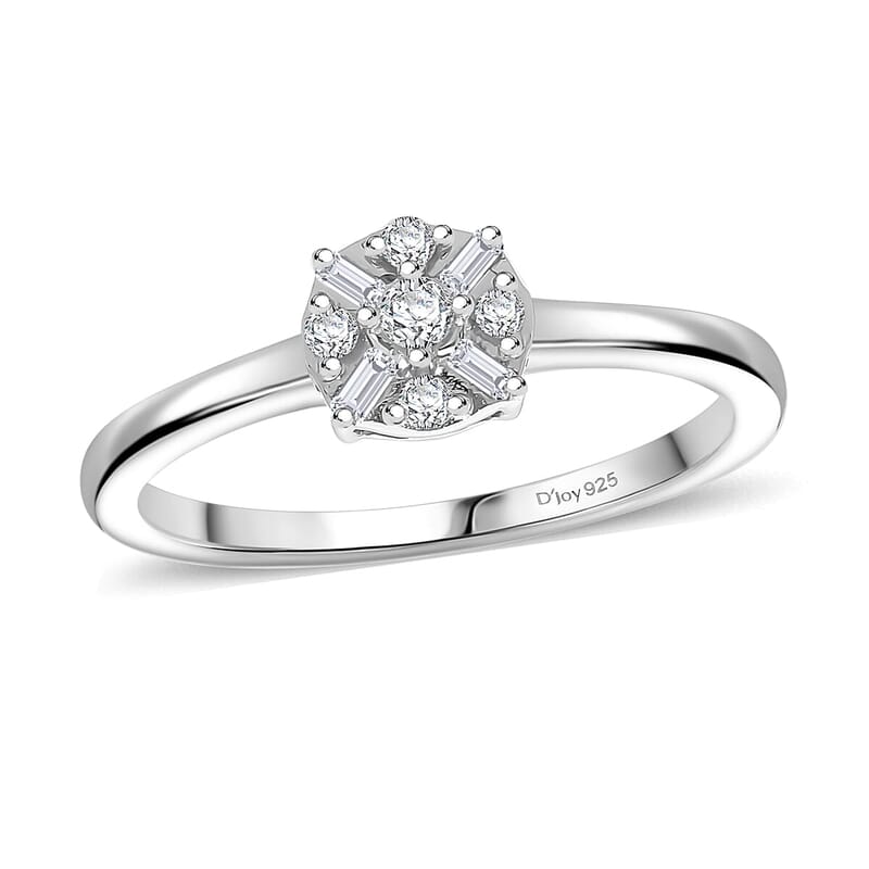  D'Joy Diamond 0.15 ctw Ring in Rhodium Over Sterling Silver (Size 10.0)